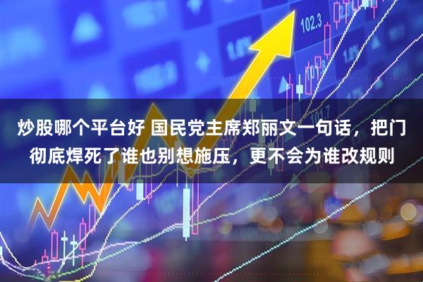 炒股哪个平台好 国民党主席郑丽文一句话，把门彻底焊死了谁也别想施压，更不会为谁改规则